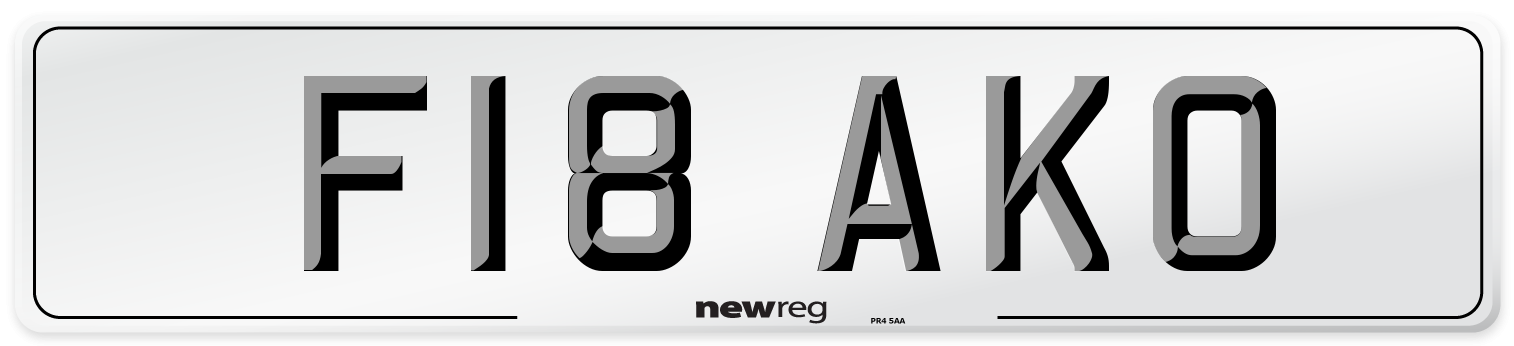 F18 AKO Number Plate from New Reg